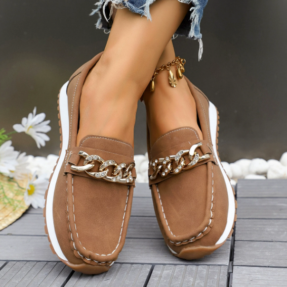 Elle | Orthopedic Loafers with Diamond Buckle