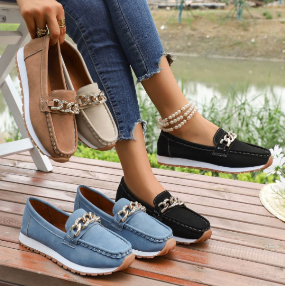 Elle | Orthopedic Loafers with Diamond Buckle