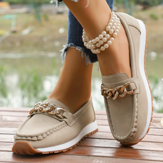 Elle | Orthopedic Loafers with Diamond Buckle