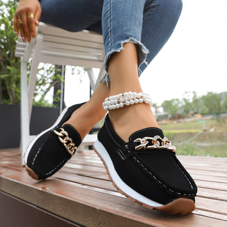 Elle | Orthopedic Loafers with Diamond Buckle