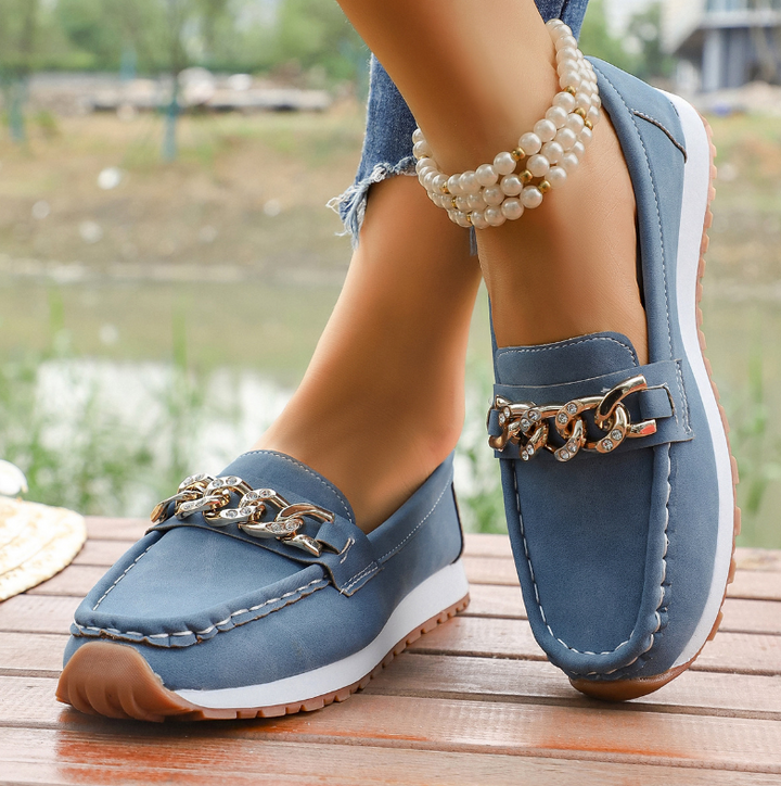 Elle | Orthopedic Loafers with Diamond Buckle