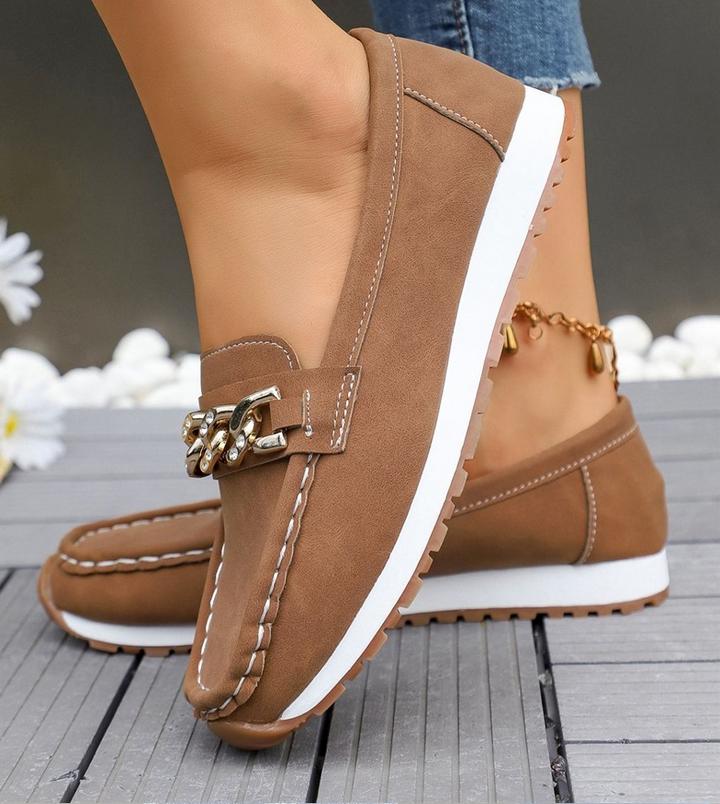 Elle | Orthopedic Loafers with Diamond Buckle