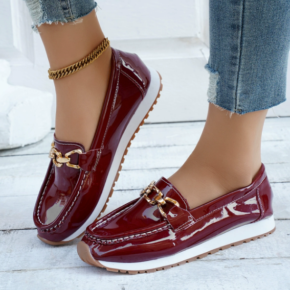 Eleanor | Shiny Bordeaux Slippers