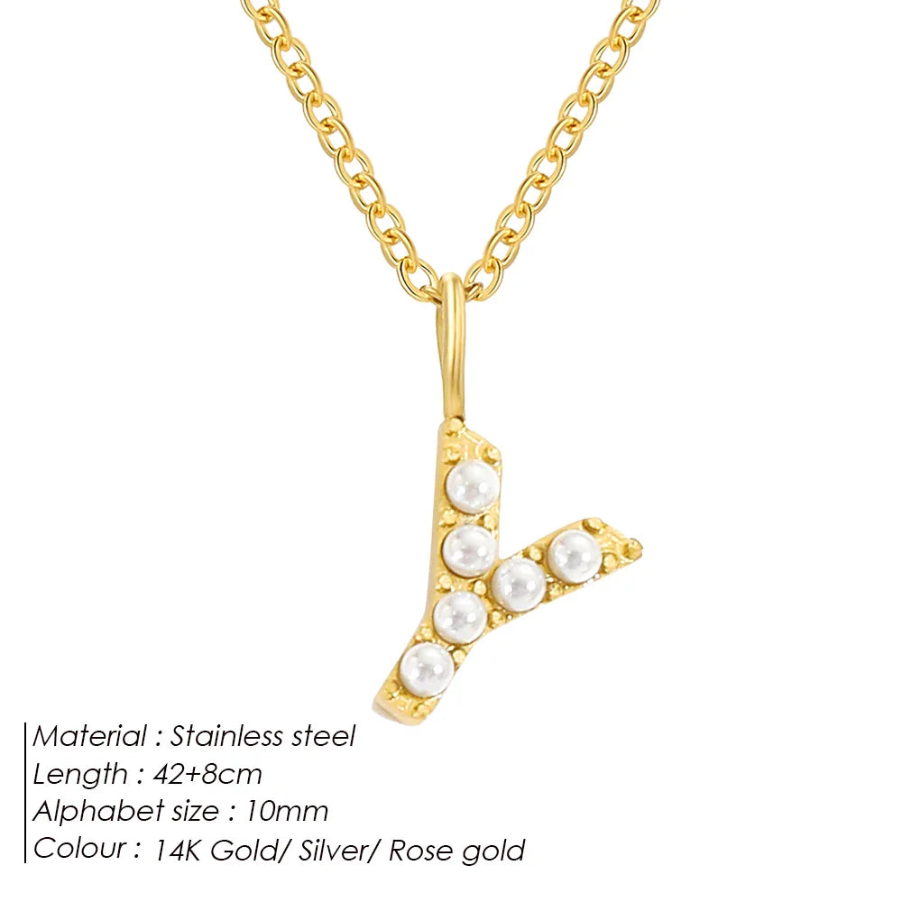 Dainty Pearl Initial Pendant