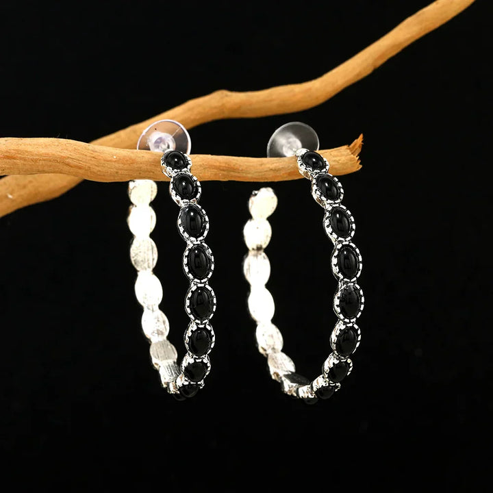 Sage | Vintage Oval Silver Hoop Earrings