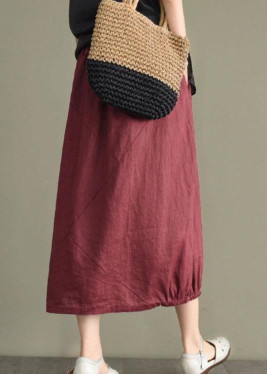 Einfacher Maulbeere-Retro-Patchwork-Taschen-Sommer-Leinenrock
