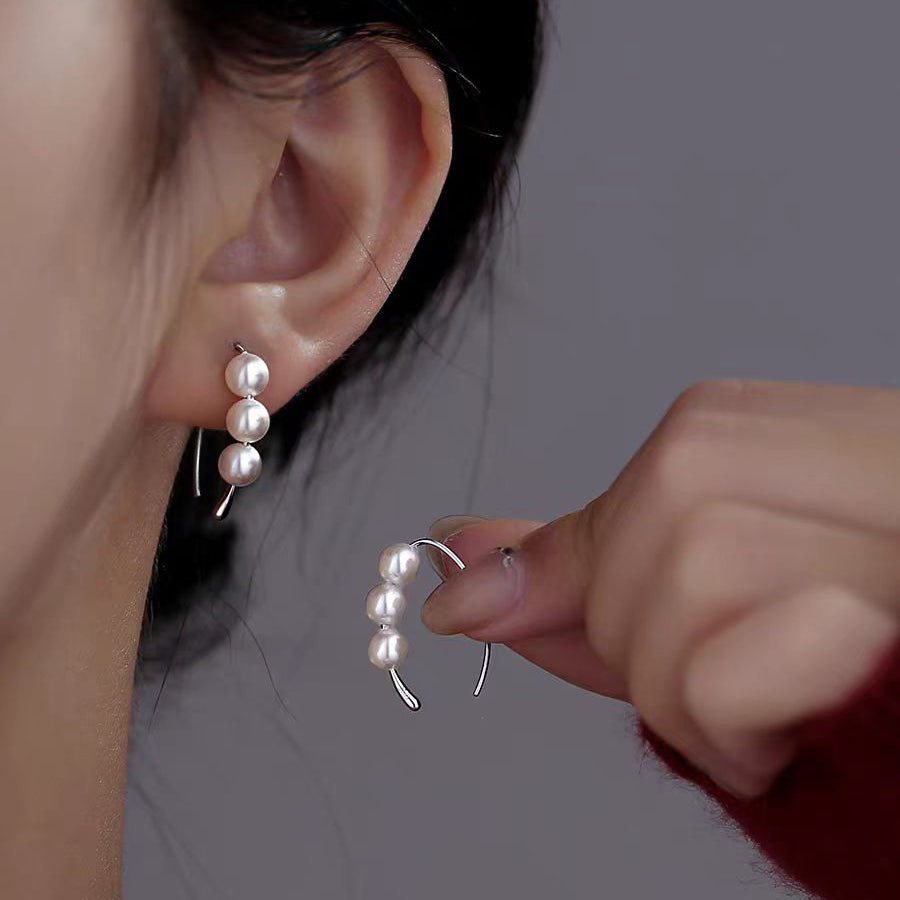 Silk Sterling Silver Pearl Hoops