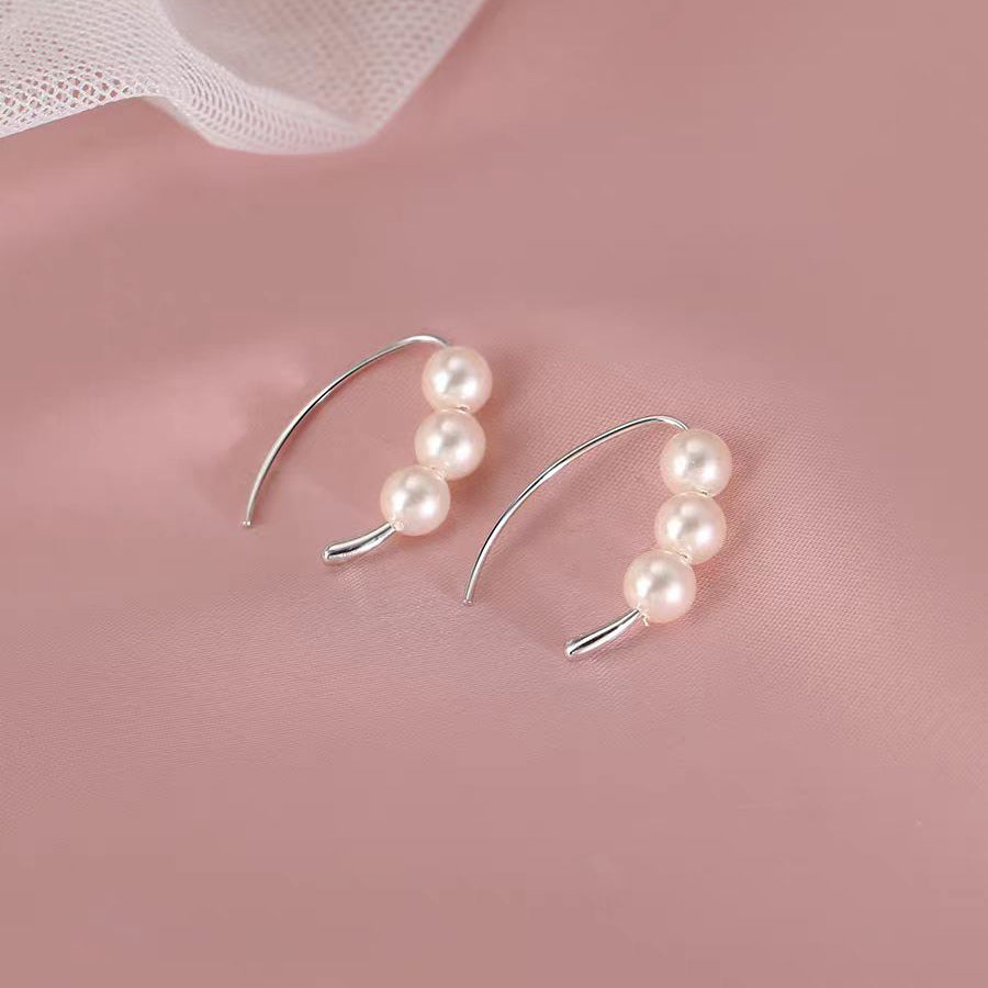 Silk Sterling Silver Pearl Hoops