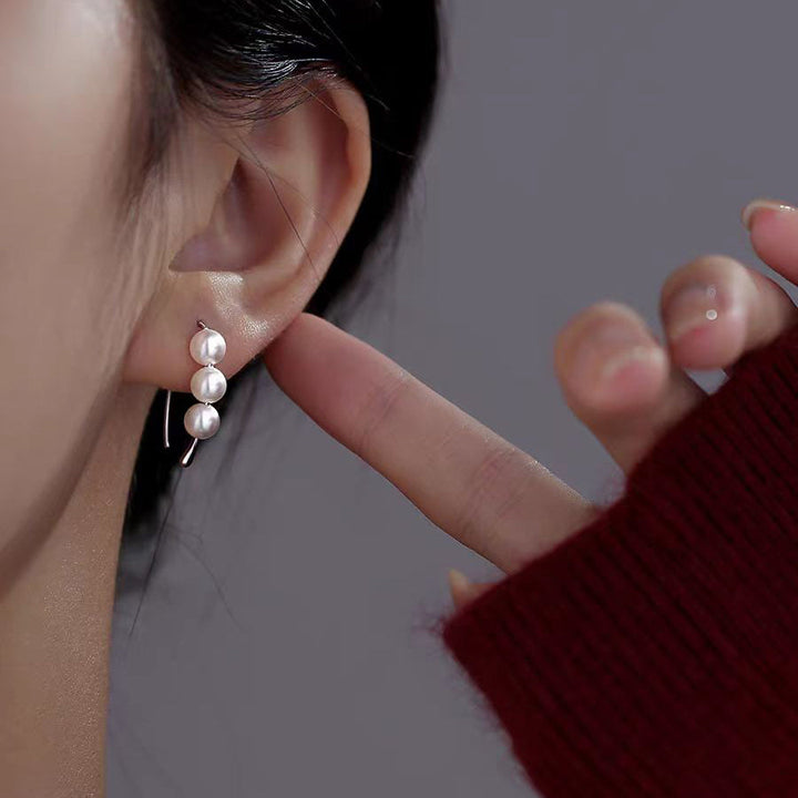 Silk Sterling Silver Pearl Hoops
