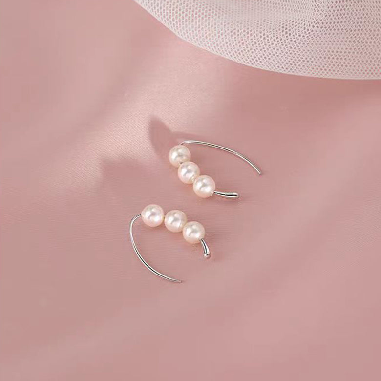 Silk Sterling Silver Pearl Hoops