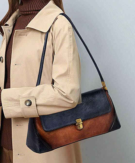 Stil Braun Farbkontrast Paitings Leder Tote Handtasche