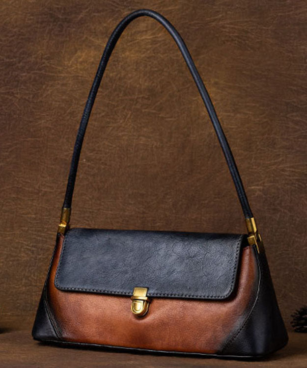 Stil Braun Farbkontrast Paitings Leder Tote Handtasche