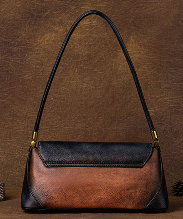 Stil Braun Farbkontrast Paitings Leder Tote Handtasche