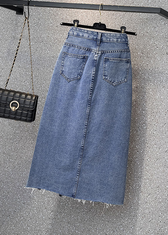 Light Blue High Waist Asymmetrical Denim Skirt