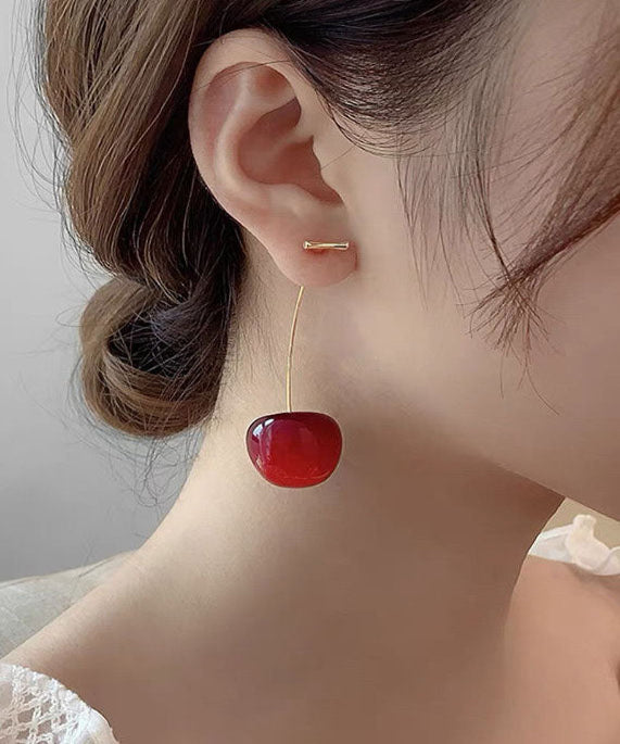 Red Cherry Acrylic Drop Earrings