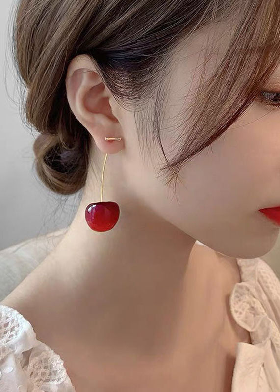 Red Cherry Acrylic Drop Earrings