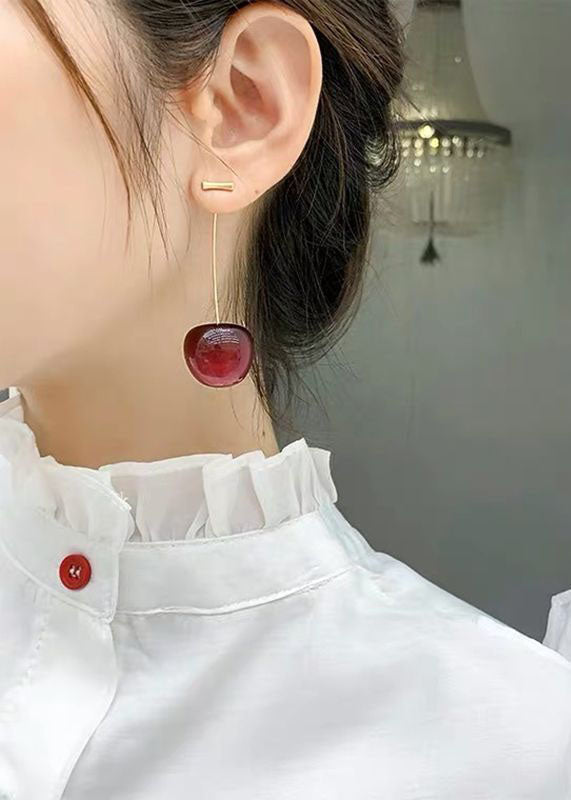 Red Cherry Acrylic Drop Earrings