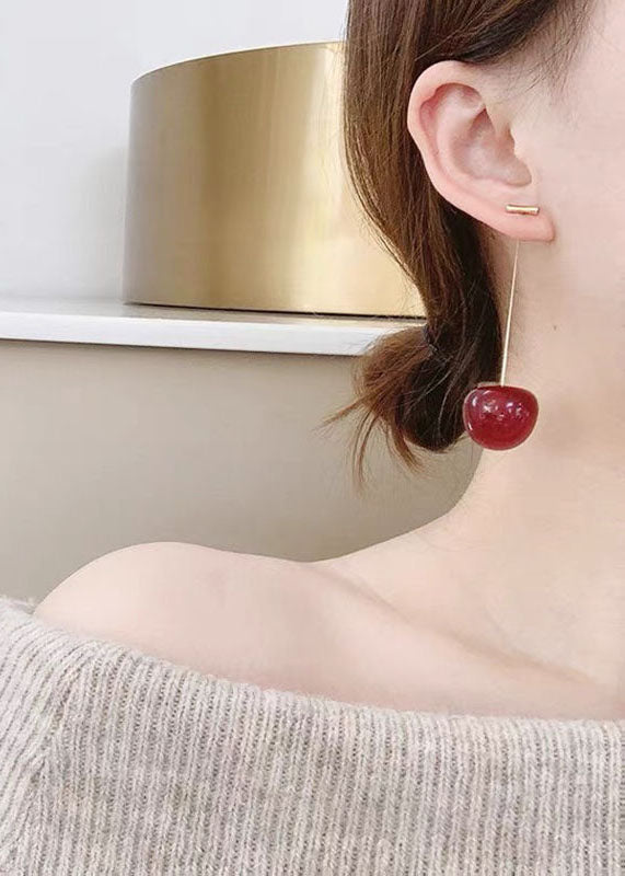 Red Cherry Acrylic Drop Earrings
