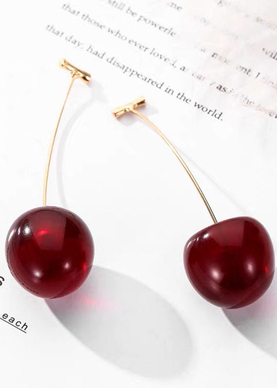 Red Cherry Acrylic Drop Earrings