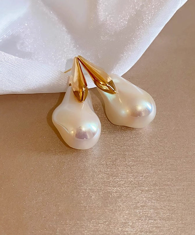 Gold Asymmetric Pearl Stud Earrings
