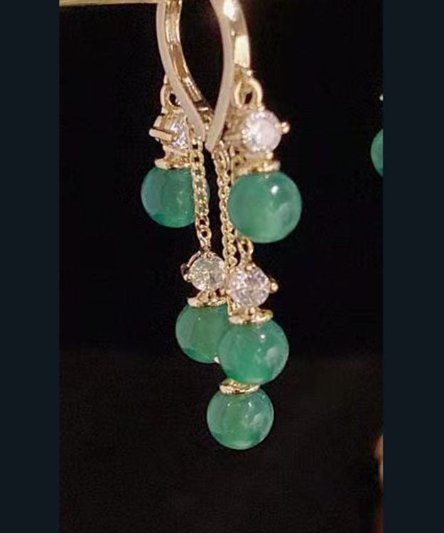 Green Zircon Gemstone Tassel Earrings