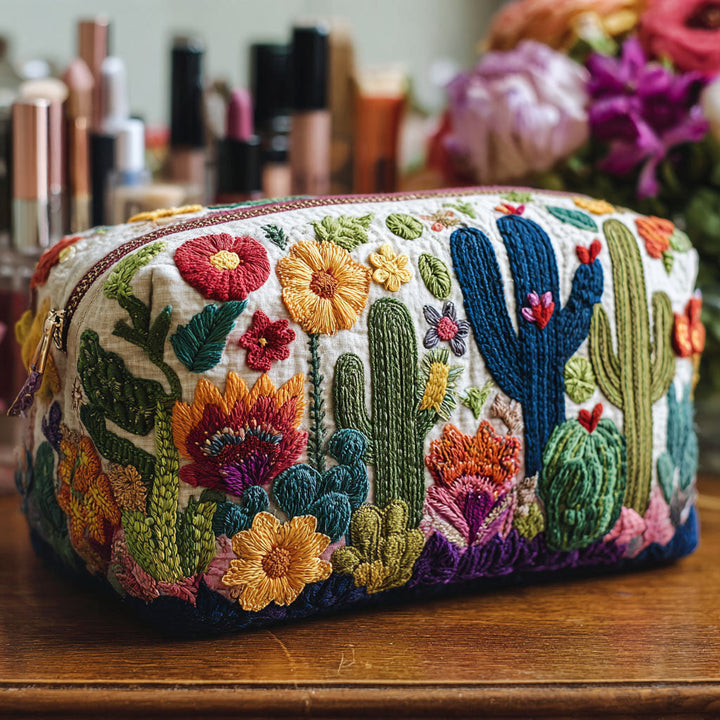 Quilted beauty case with succulent plants NCU0PT9630