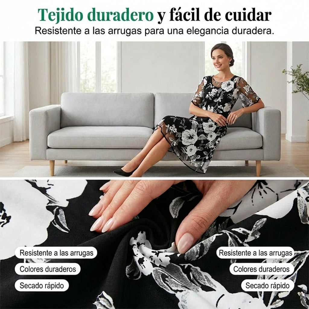 Elisa Elegant Floral Chiffon Dress