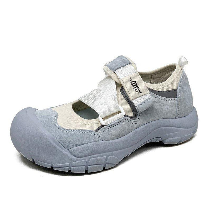 Unique Flatfoot Shoes with Cross Straps Beige Synthetic Leather
