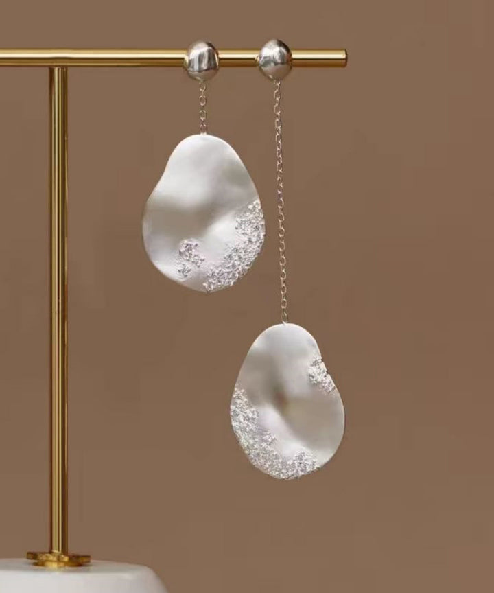 Gold Zircon Asymmetric Drop Earrings