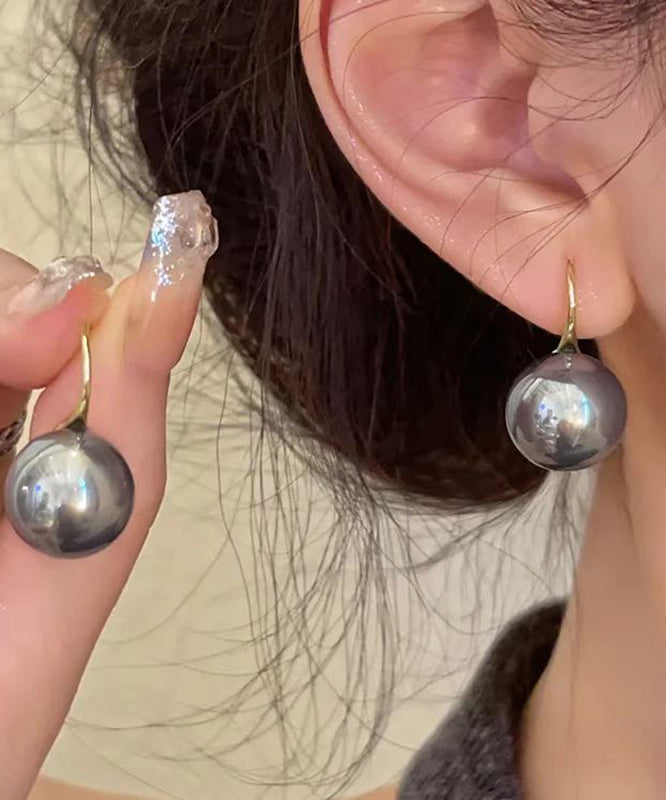 Grey Silver Pearl Drop Earrings