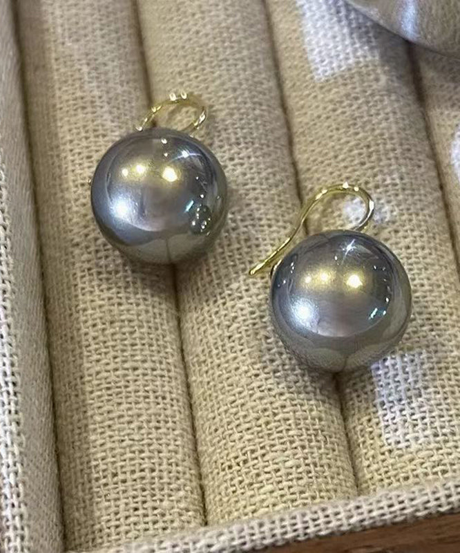 Grey Silver Pearl Drop Earrings