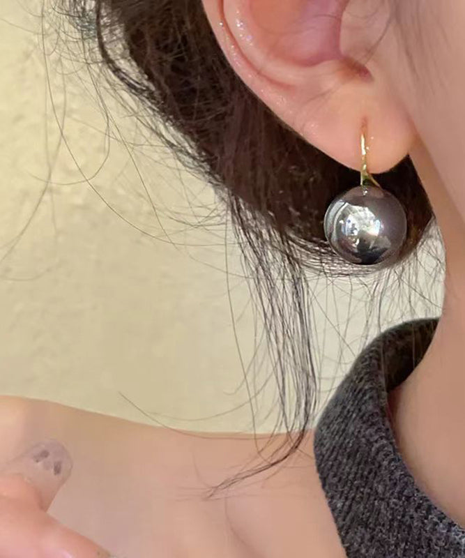 Grey Silver Pearl Drop Earrings