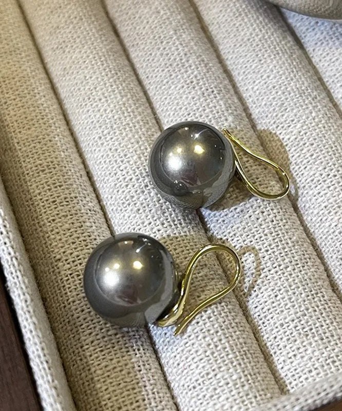 Grey Silver Pearl Drop Earrings