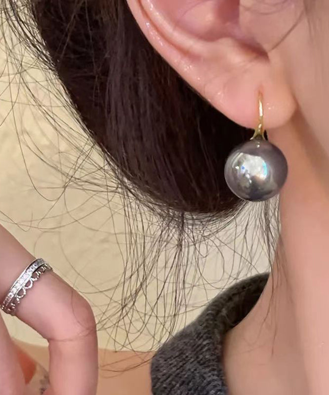 Grey Silver Pearl Drop Earrings