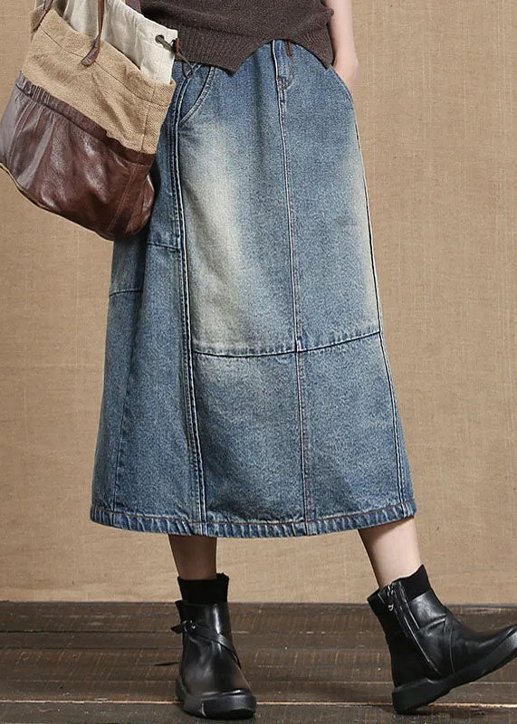 Light Blue Elastic Waist Pocket Skirt