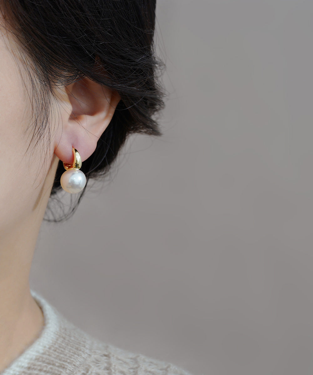 White Copper Overgild Pearl Studs