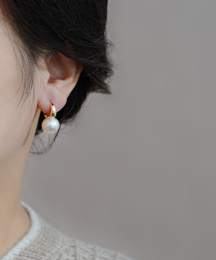 White Copper Overgild Pearl Studs