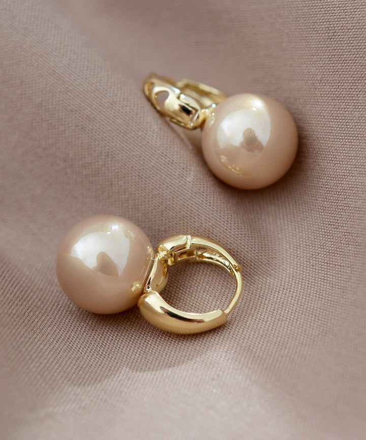 White Copper Overgild Pearl Studs