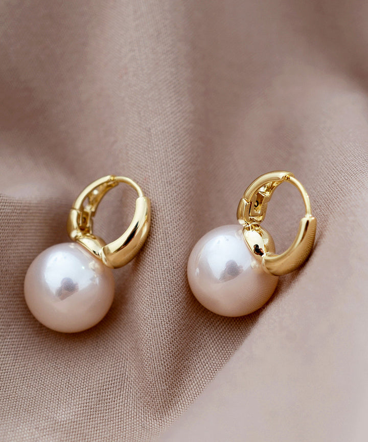White Copper Overgild Pearl Studs