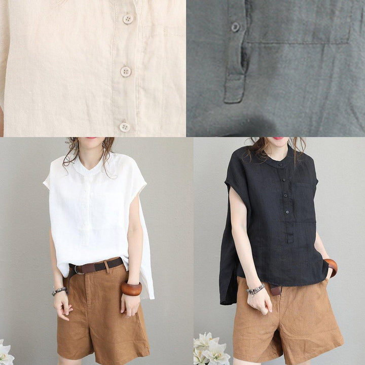 Unique Linen Tops with O-Neck, Women's Blouses, Low High Design, Plus Size Clothing, Gray Green Shirt