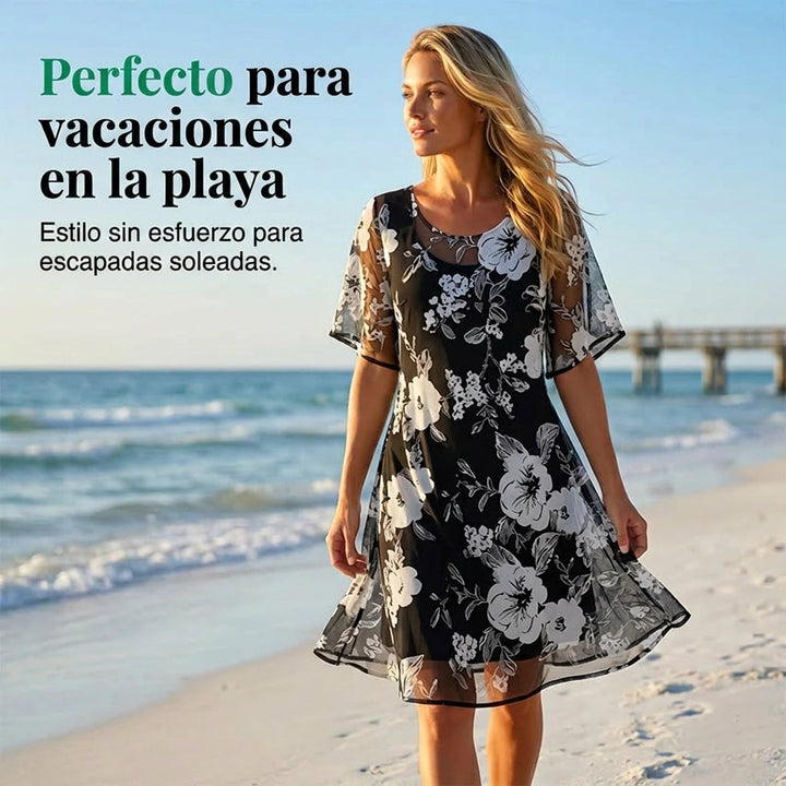 Elisa Elegant Floral Chiffon Dress