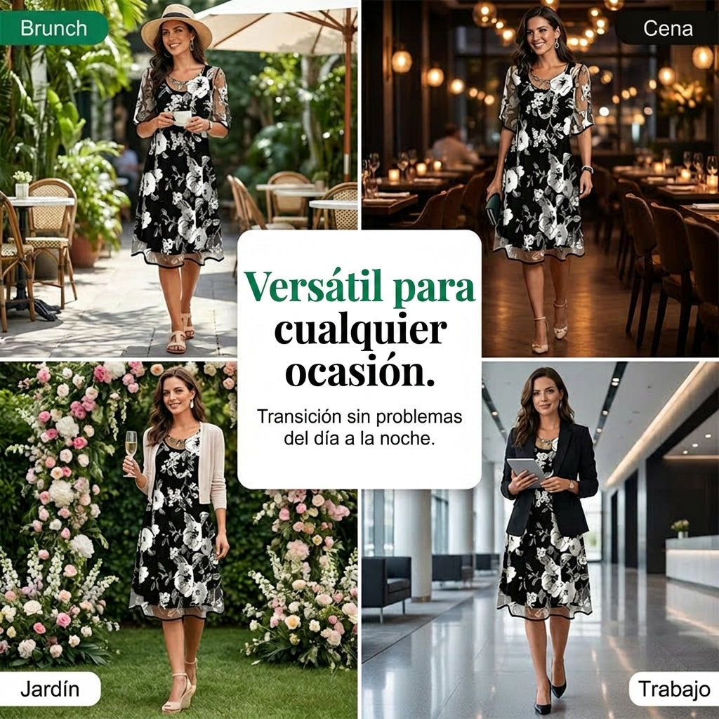 Elisa Elegant Floral Chiffon Dress