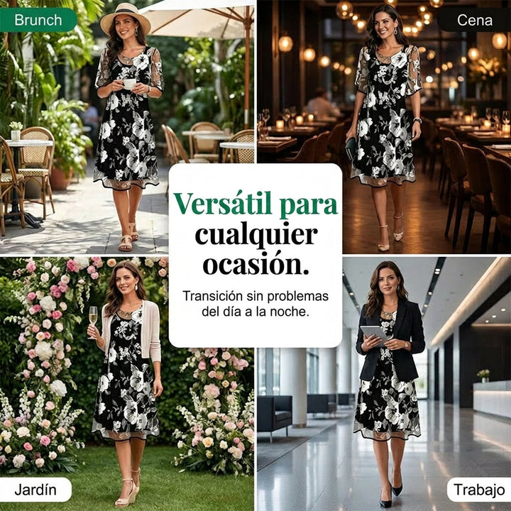 Elisa Elegant Floral Chiffon Dress