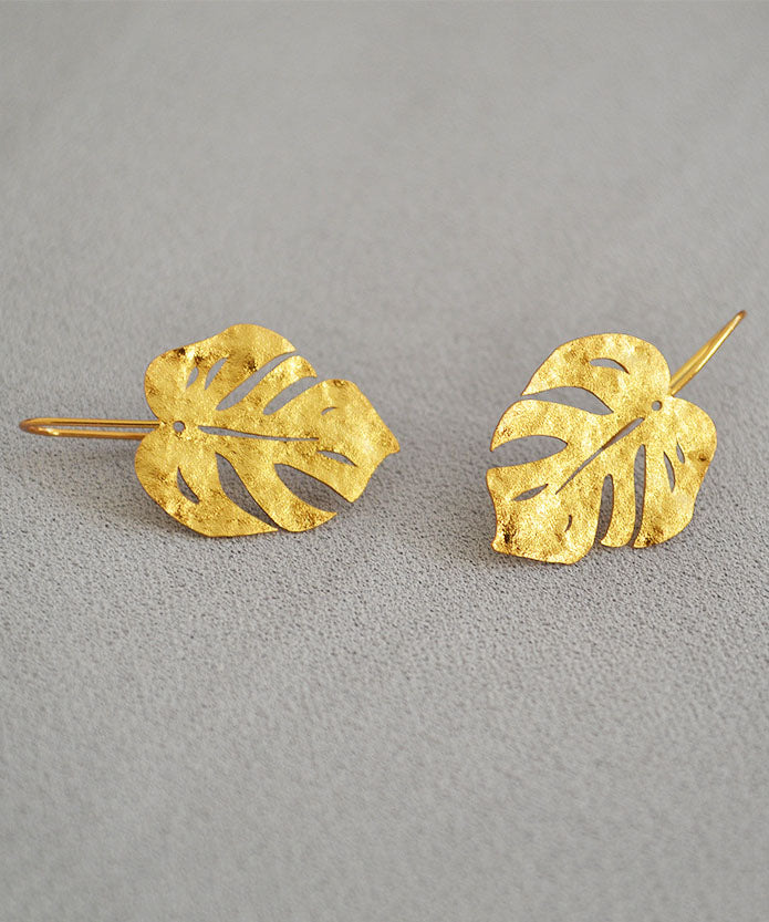 Gold Leaf 14K Copper Stud Earrings