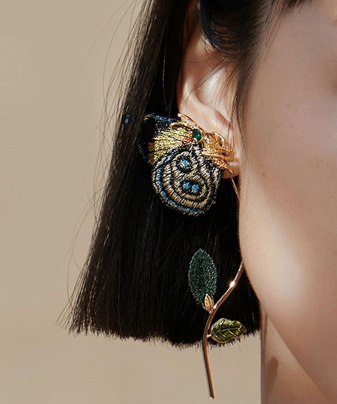 Gold Crystal Butterfly Hoop Earrings