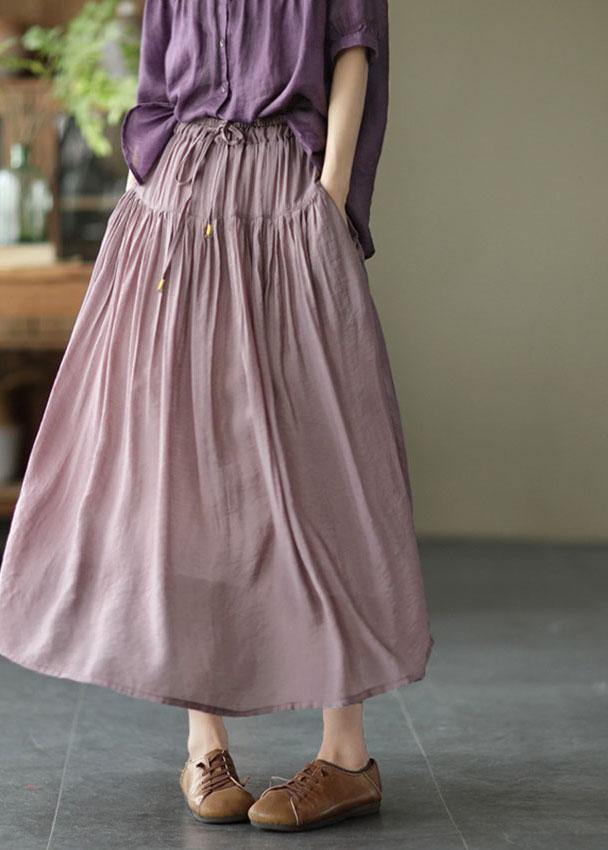 Light Purple Patchwork Tie-Waist Skirt