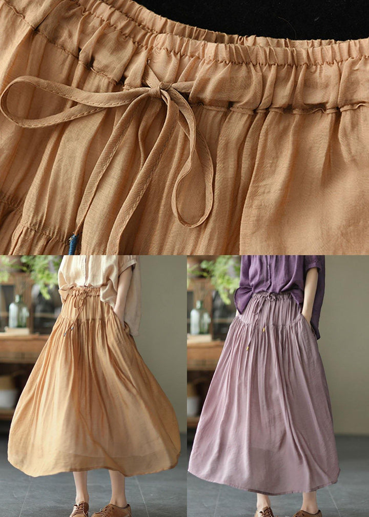 Light Purple Patchwork Tie-Waist Skirt