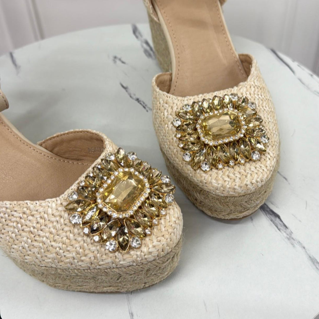 Mavi - Scarpa Donna Espadrillas Cinturino Zeppa Beige