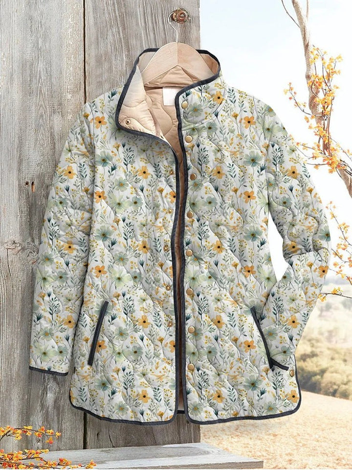 Lourdes Charming Quilted Jacket with Vintage Floral Print