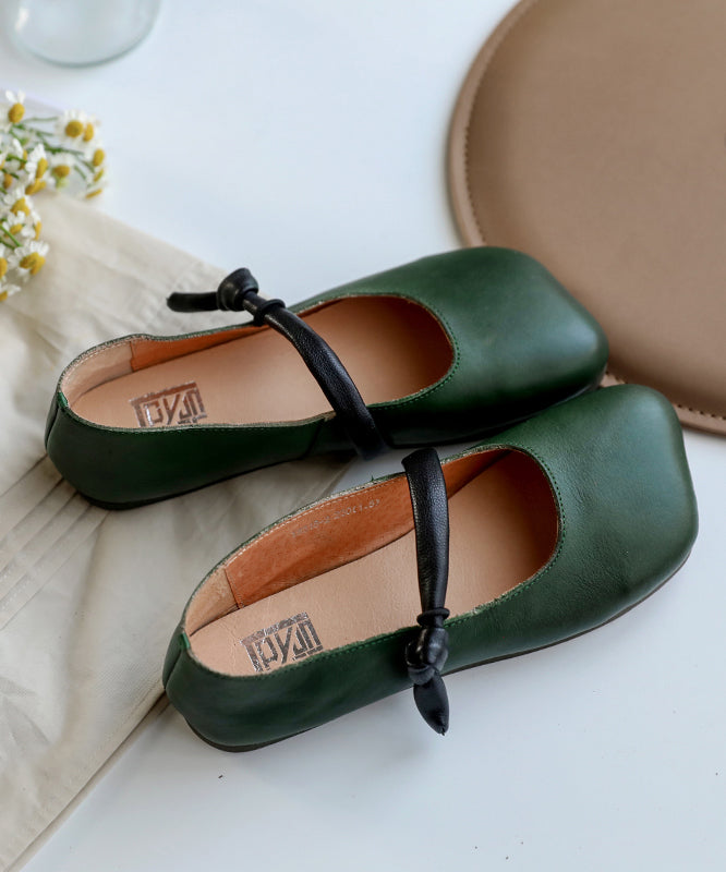 White Leather Flats Unique Buckle Strap Flats